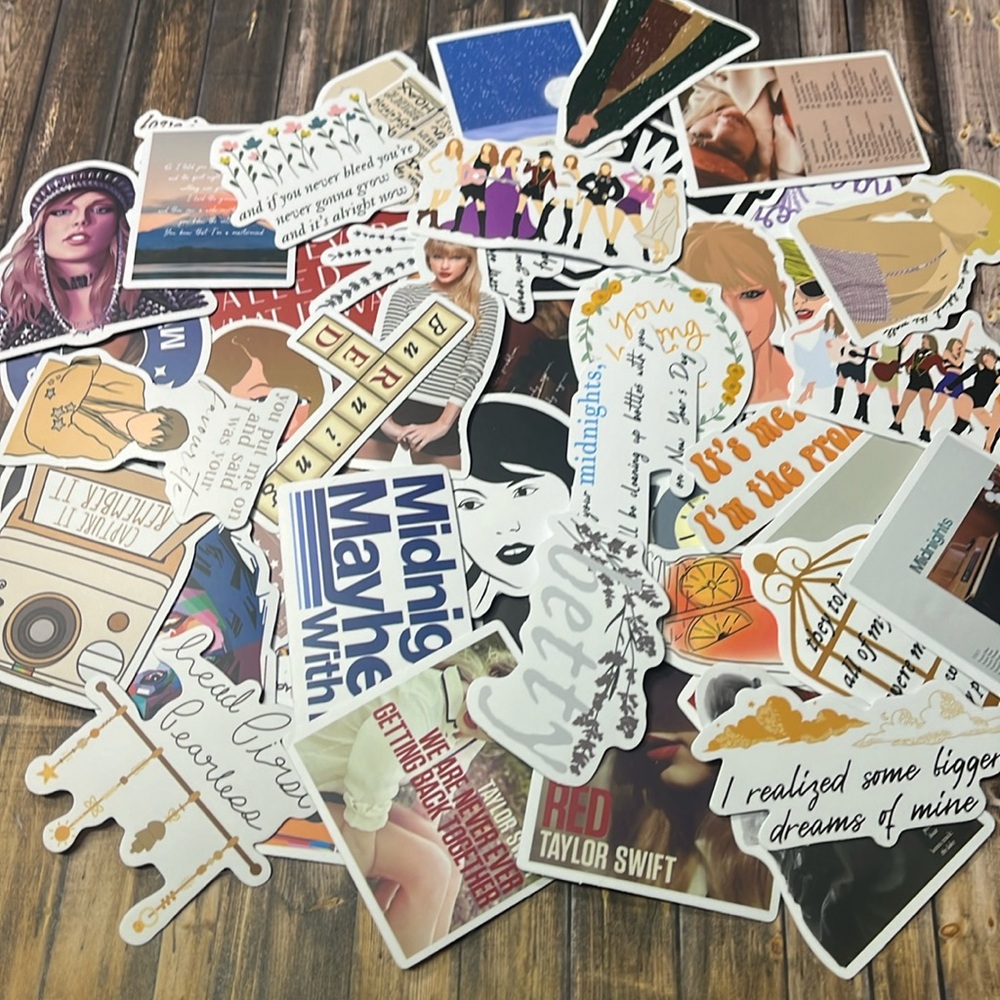 5for$10 Singer Taylor Swift Vibrant 50Pc Album Stickers Stick on Notebooks TSAB1